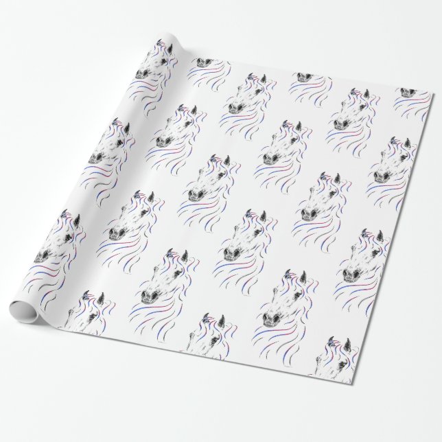 Papier Cadeau Cheval arabe élégant (Déroulé)
