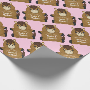 Papier Cadeau Cheval Baby shower fille rose