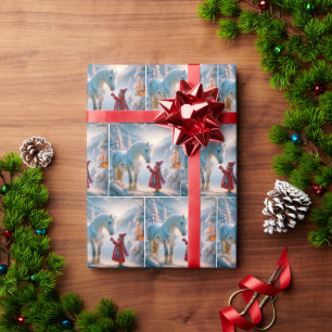 Papier Cadeau Cheval blanc de Noël