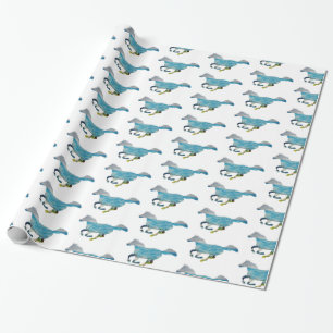 Papier Cadeau Cheval bleu
