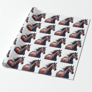 Papier Cadeau Cheval Brown de Noël Daté