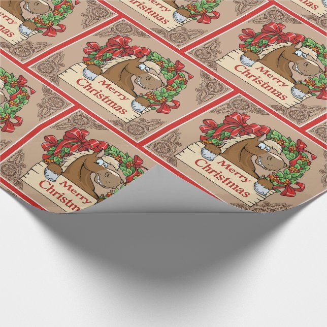 Papier Cadeau Cheval de bande dessinée avec le signe de Joyeux (Coin)