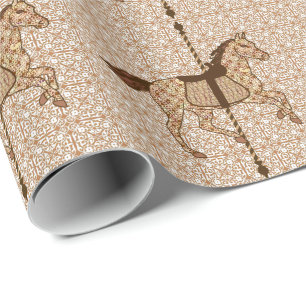 Papier Cadeau Cheval de carrousel - Chocolat Brown et Tan