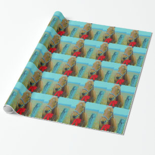 Papier Cadeau Cheval de Noël rétro
