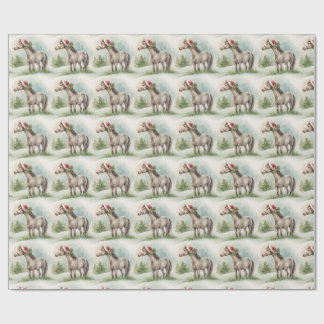 Papier cadeau Cheval d'hiver avec chapeau de Père