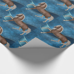 Papier Cadeau Cheval en bleu avec ruban imprimé LG Toutes les oc