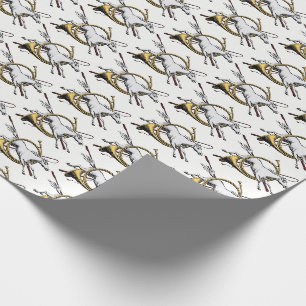 Papier Cadeau Cheval Equestre Préppy Jumping à travers la couleu