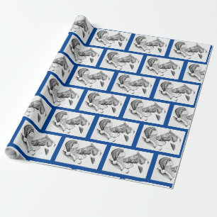 Papier Cadeau cheval et Père Noël pour Noël