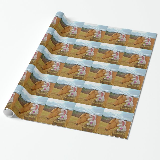 Papier Cadeau Cheval Jaune, Lapin De Printemps (Déroulé)