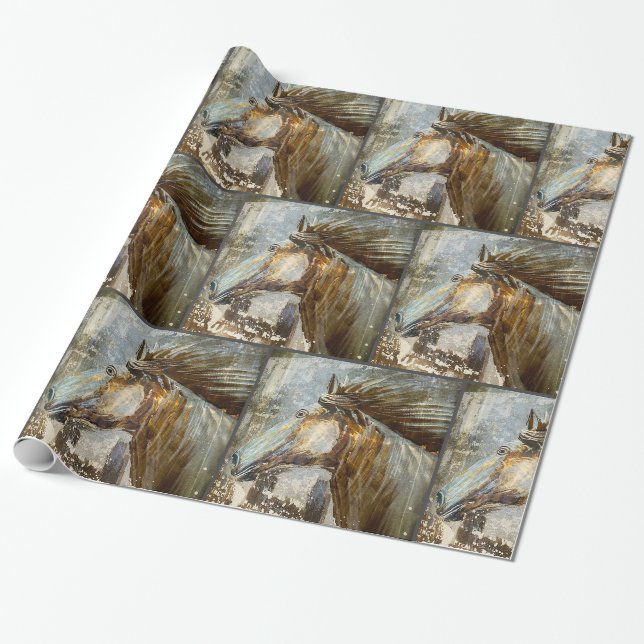 Papier Cadeau Cheval sauvage Mustang Country Western Cowboy (Déroulé)