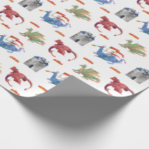 Papier cadeau Chevalier et Dragon