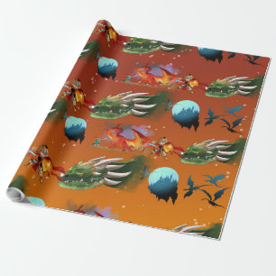 Papier Cadeau Chevaliers et Dragons