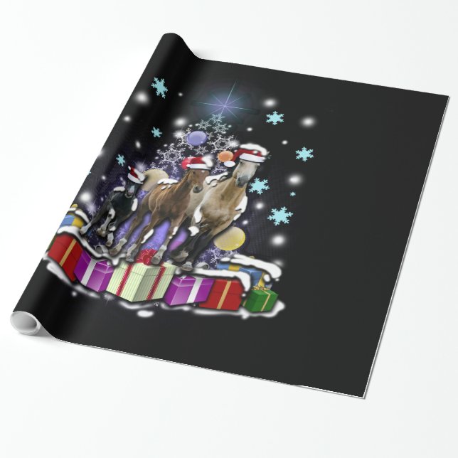 Papier Cadeau Chevaux avec des styles de Noël (Déroulé)