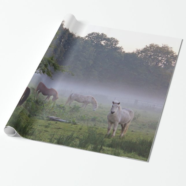 Papier Cadeau Chevaux dans le papier d'emballage de campagne de (Déroulé)