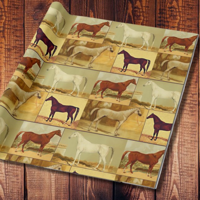 Papier Cadeau Chevaux d'Arabie vintage - collage (Créateur téléchargé)