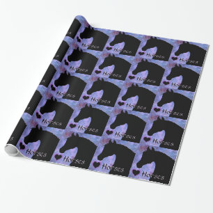 Papier Cadeau Chevaux de coeur III (arrière - plan violet/bleu)
