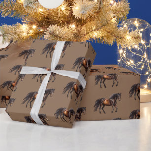 Papier Cadeau Chevaux de Cowboy Brown