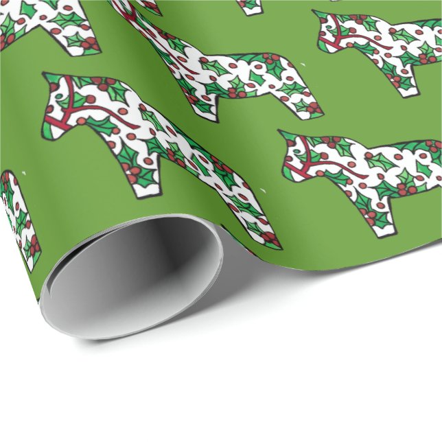 Papier Cadeau Chevaux de Noël (Coin rond)
