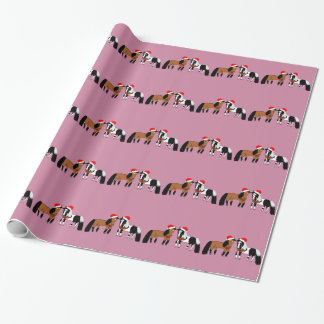 Papier Cadeau Chevaux de Noël