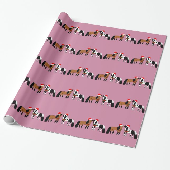 Papier Cadeau Chevaux de Noël (Déroulé)