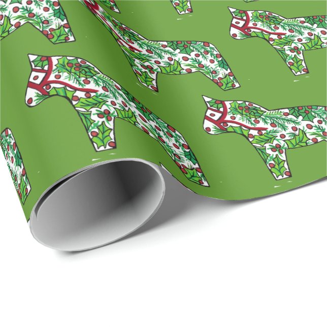 Papier Cadeau Chevaux de Noël (Coin rond)