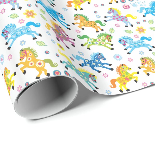 Papier Cadeau chevaux décoratifs (Coin rond)