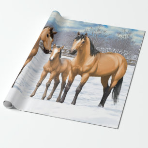 Papier Cadeau Chevaux En Peau De Bouche En Neige