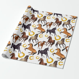 Papier Cadeau Chevaux et chaussures de cheval collage motif