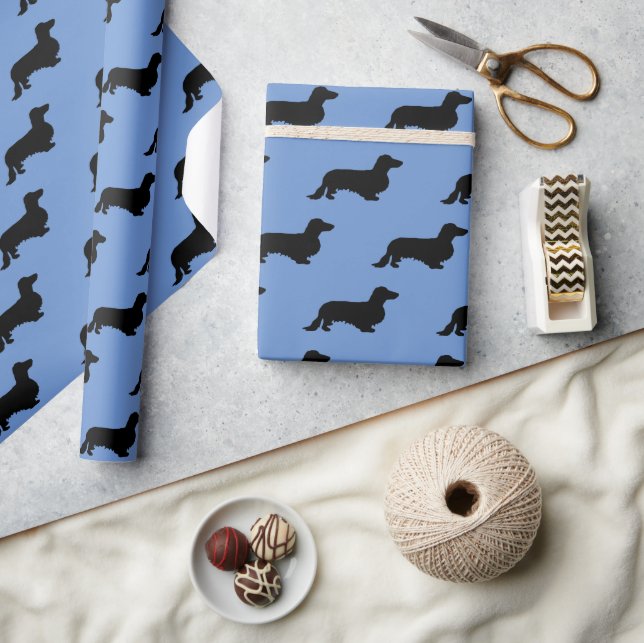 Papier Cadeau Cheveux longs Dachshund - Silhouette 1 (Artisanat)