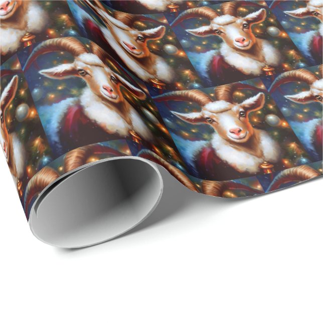 Papier Cadeau Chèvre de Noël 4 (Coin rond)