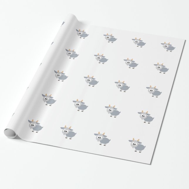 Papier Cadeau Chèvre grise adorable (Déroulé)