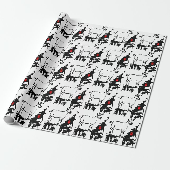 Papier Cadeau Chèvre roches chinois vietnamien Année Zodiac papi (Déroulé)