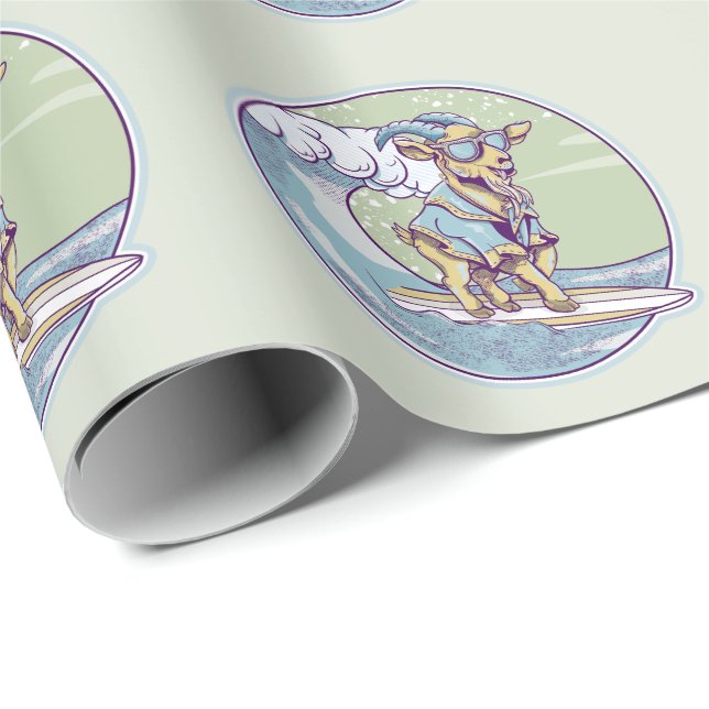 Papier Cadeau Chèvre surf (Coin rond)