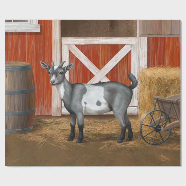 Papier Cadeau Chèvre tachetée gris mou (Plat)
