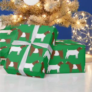 Papier Cadeau Chèvres de Boer sur Green
