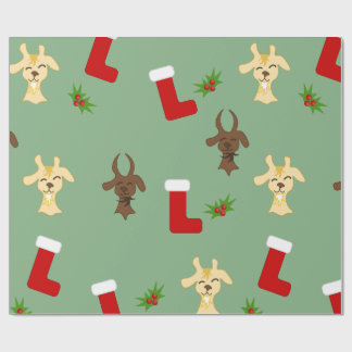 Papier Cadeau Chèvres de Noël avec chaussettes et gui drôle