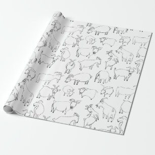 Papier Cadeau Chèvres jouant - transparent