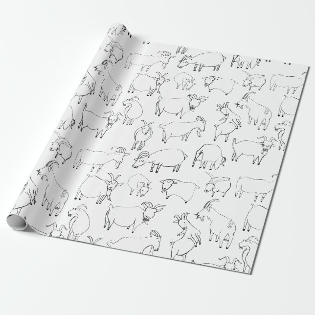 Papier Cadeau Chèvres jouant - transparent (Déroulé)
