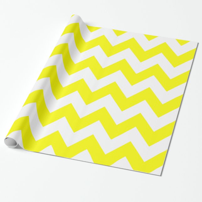 Papier Cadeau Chevron audacieux jaune (Déroulé)