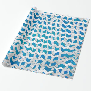 Papier Cadeau Chevron bleu et blanc Zebra