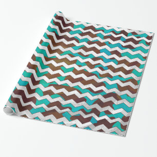 Papier Cadeau Chevron Brown et turquoise de vache