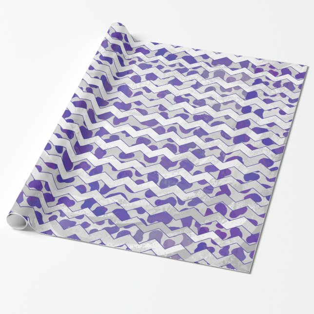 Papier Cadeau Chevron Dalmatien violet et blanc (Déroulé)