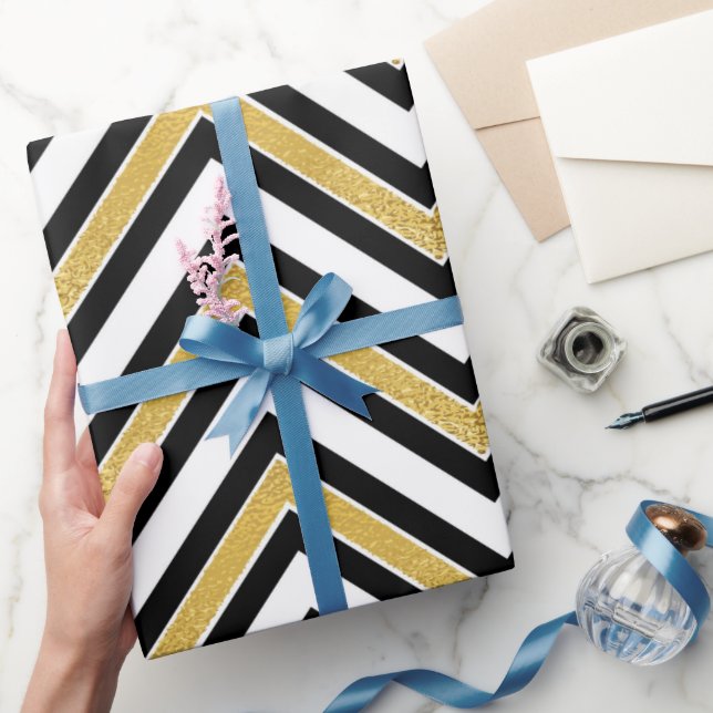 Papier Cadeau Chevron Doré  (Cadeaux)