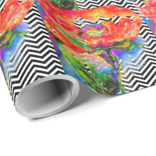 Papier Cadeau chevron Red Poppy