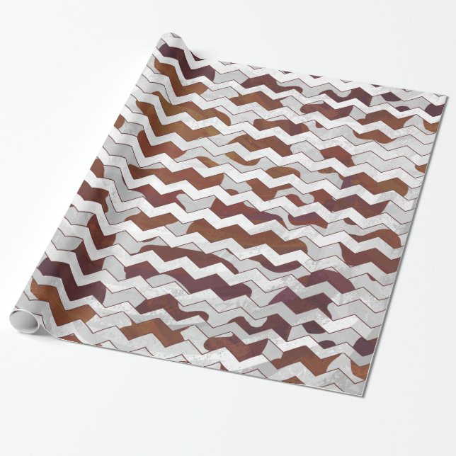 Papier Cadeau Chevron Vache Brown et blanc (Déroulé)