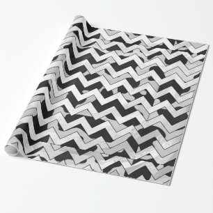 Papier Cadeau Chevron Vache noir et blanc