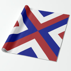 Papier Cadeau Chevrons gras rouge, blanc et bleu