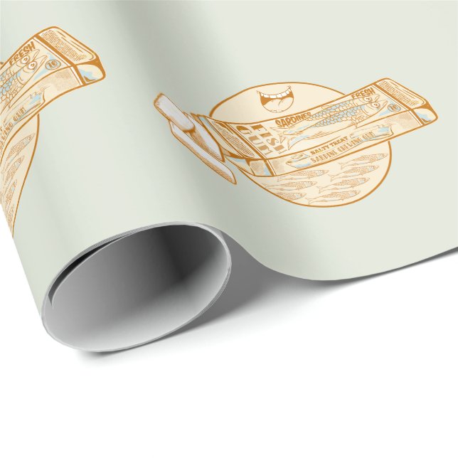 Papier Cadeau Chewing-gum parfumé à la sardine drôle poisson (Coin rond)