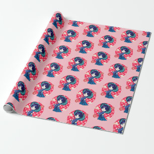 Papier Cadeau Chibi Anime Kawaii Kimono