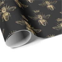 Chic Black Gold Queen Bee Motif